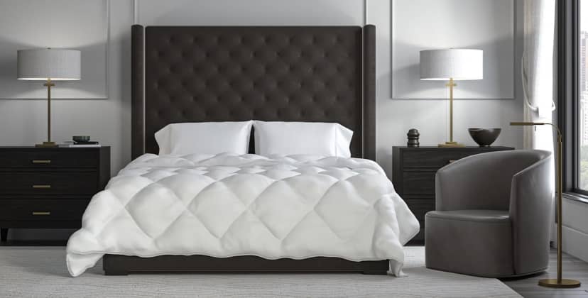 Product page photo of the Saatva Heavyweight Down Alternative Comforter