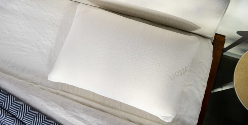 A picture of the Brooklyn Bedding Talalay Latex Pillow in Sleep Foundation's test lab.