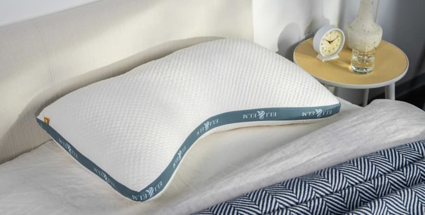 A picture of the Eli & Elm Cotton Side-Sleeper Pillow in Sleep Foundation's test lab.