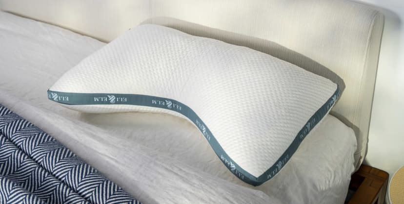 A picture of the Eli & Elm Cotton Side-Sleeper Pillow in Sleep Foundation's test lab.