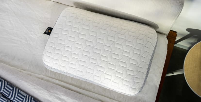 A picture of the Luxome LAYR Customizable Pillow in Sleep Foundation's test lab.