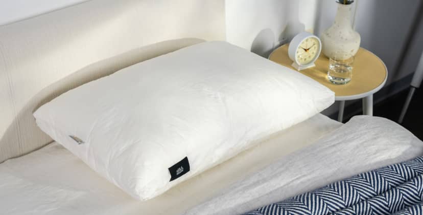 A picture of the Silk & Snow Pillow in Sleep Foundation's test lab.