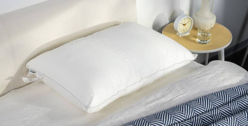 A picture of the Sweet Zzz Plant-Based Pillow in Sleep Foundation's test lab.