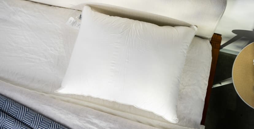 A picture of the Sweet Zzz Plant-Based Pillow in Sleep Foundation's test lab.