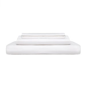 Stack of folded white sheets isolated with a white background