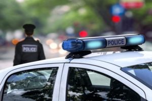 Close up stock image of a police car lightbar